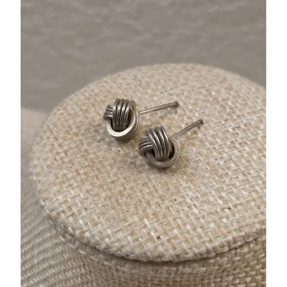 Retro Sterling Silver Love Knot Stud Earrings - Picture 3 of 3